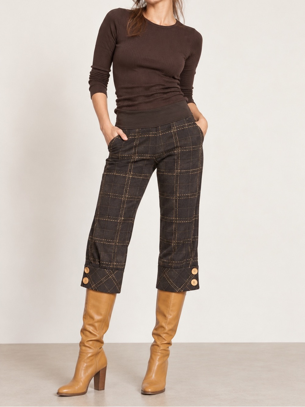 Annie 50 Y2K Low Rise Cropped Plaid Pants Size 6 Made in Montreal
